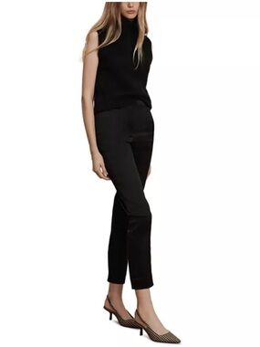 Veronica Beard Stila Satin High Rise Slim Cropped Pants